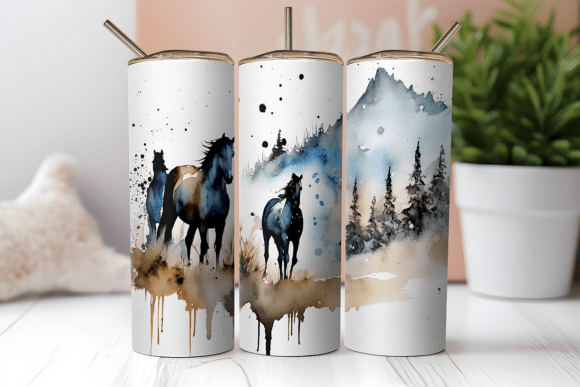 Download Wild Horses 20oz Straight Tumbler Wrap - Straight tumbler Collection