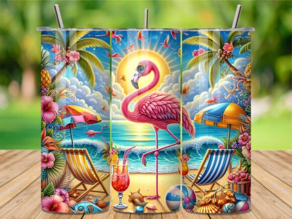 Download Summer Flamingo Beach Tumbler Wrap - Beach tumbler wrap Collection